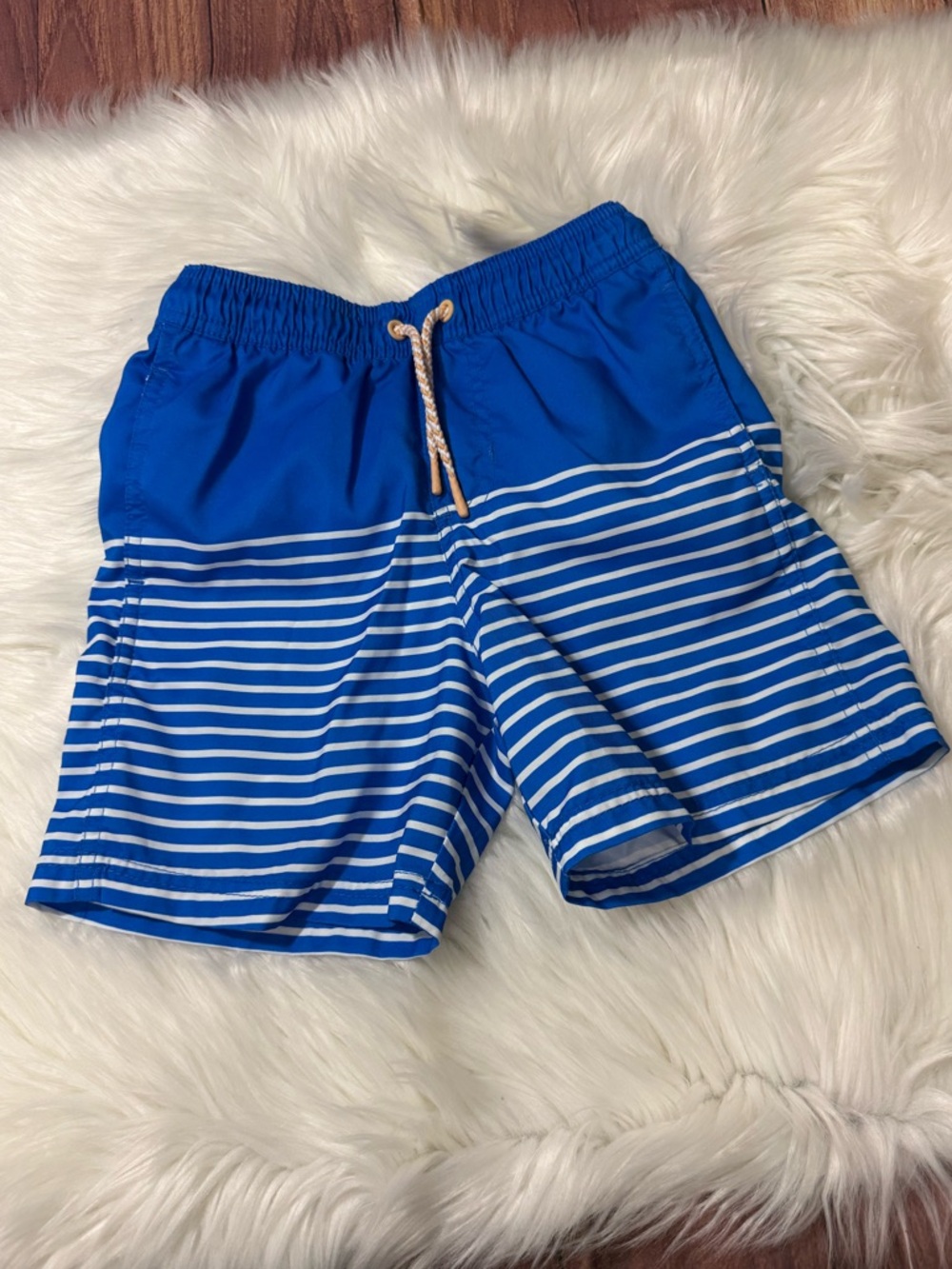 Cat & Jack  Blue Striped Swim Trunks - Boys Size Small (6/7)